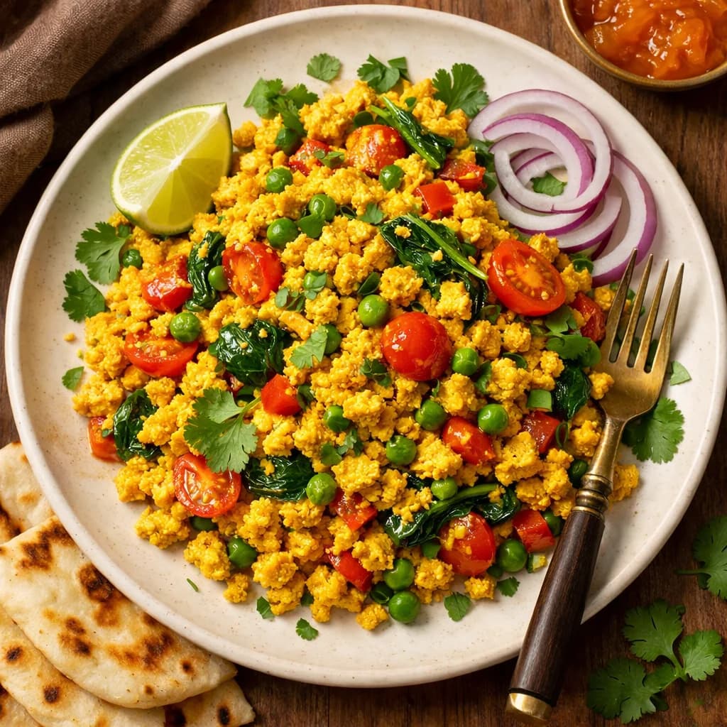 Golden Masala Tofu Scramble with Veggies recipe