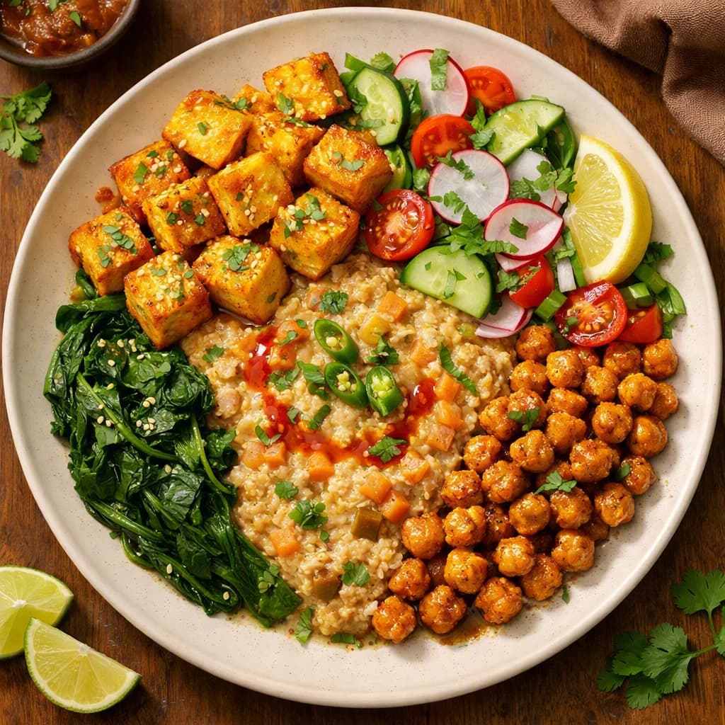 Golden Paneer and Masala Oats Bowl recipe