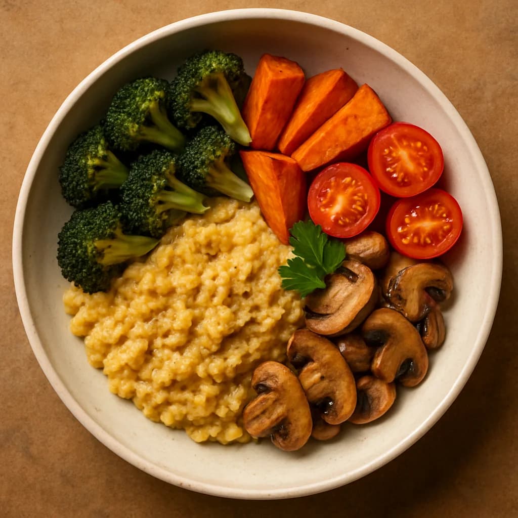 Golden Vegetable and Protein Oat Bowl recipe