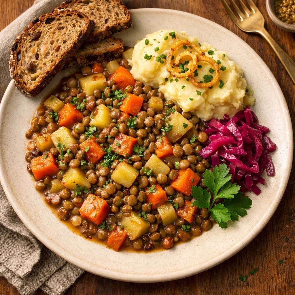 Hearty German Lentil Stew with Root Vegetables recipe