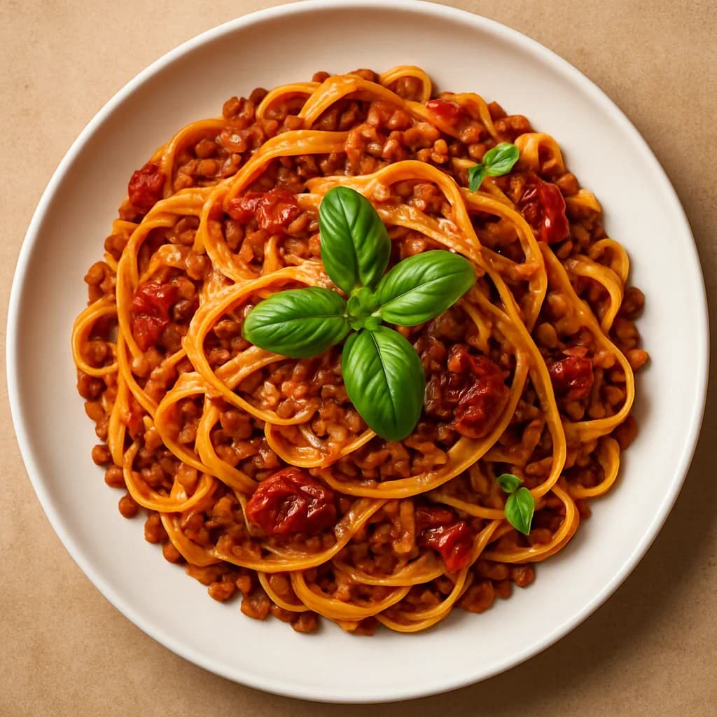 Hearty Lentil and Sun Dried Tomato Pasta recipe