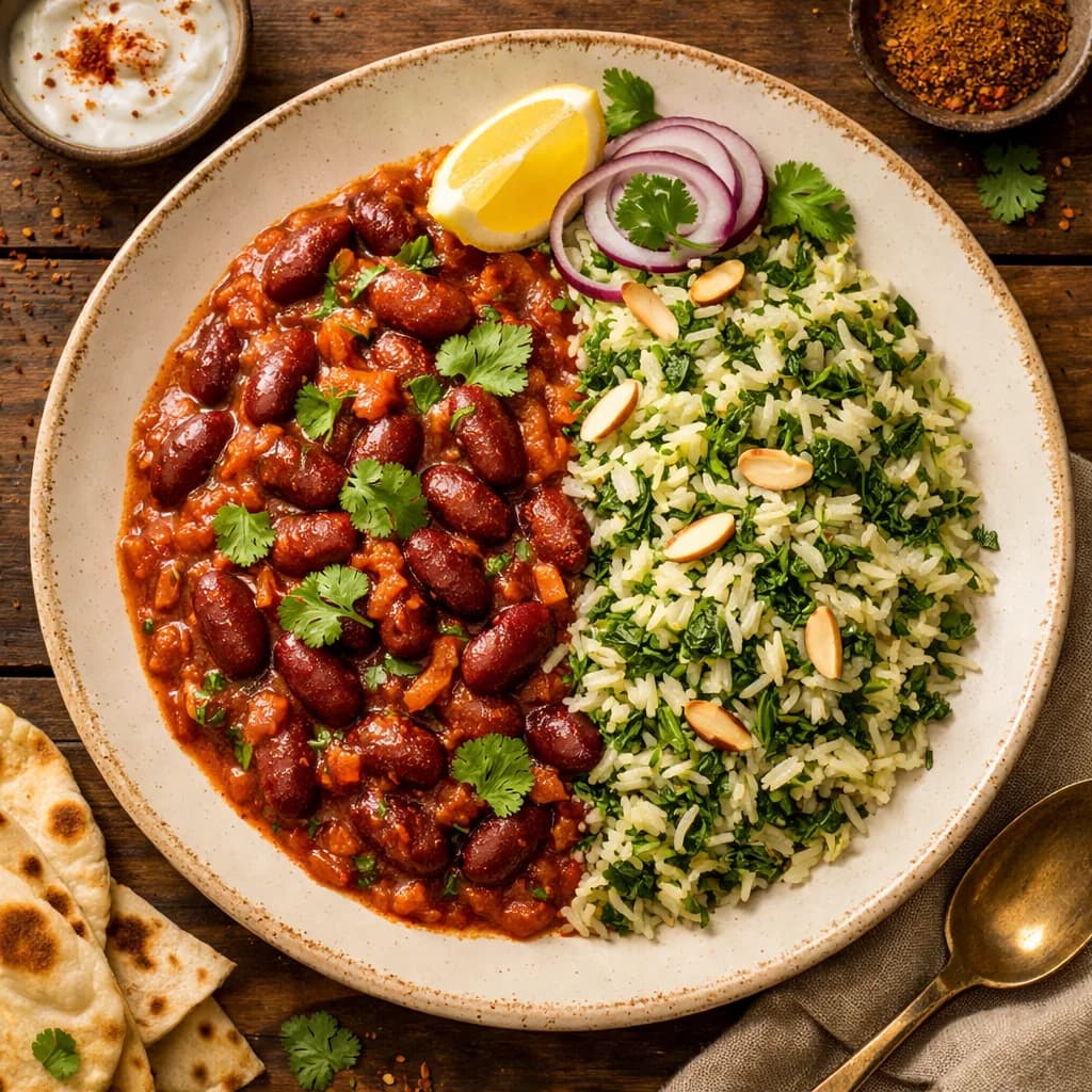 Hearty Rajma and Spinach Rice Medley recipe