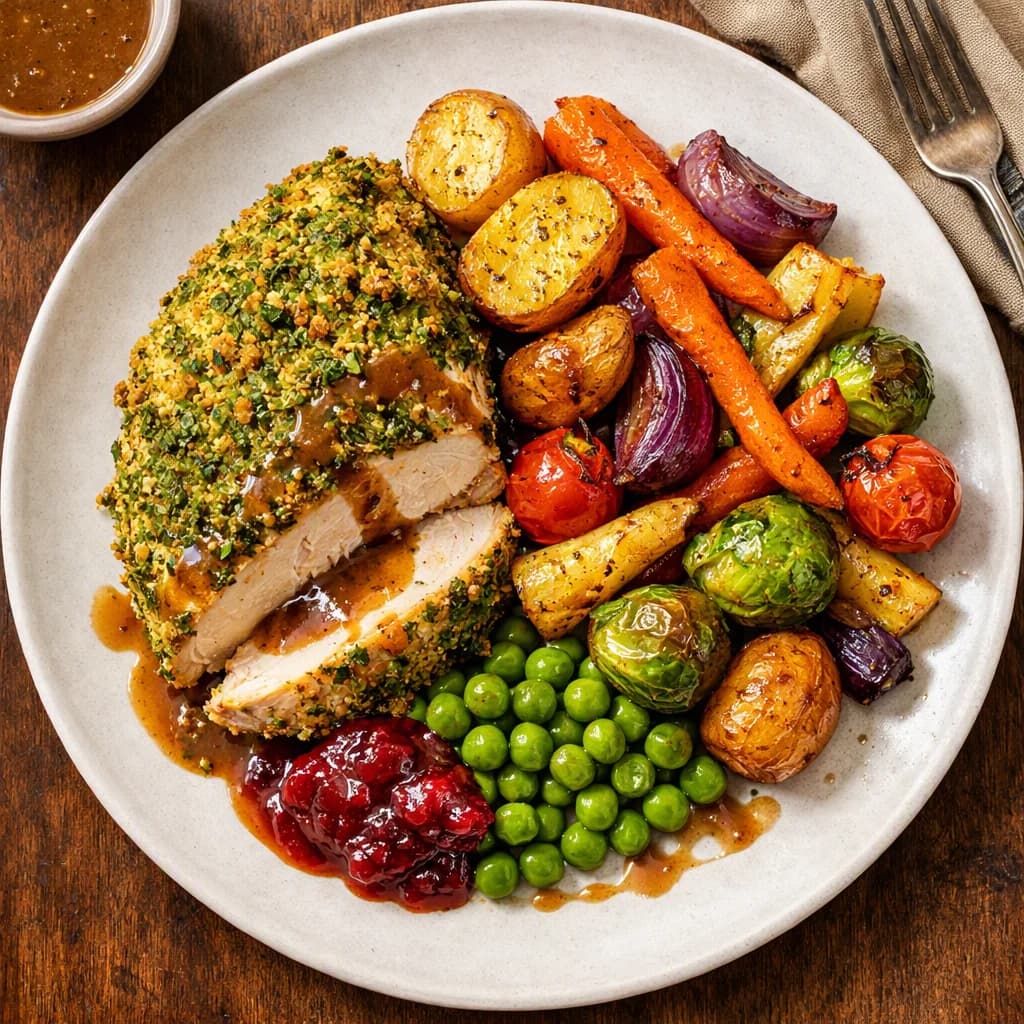 Herb Crusted Chicken with Roasted Vegetables recipe