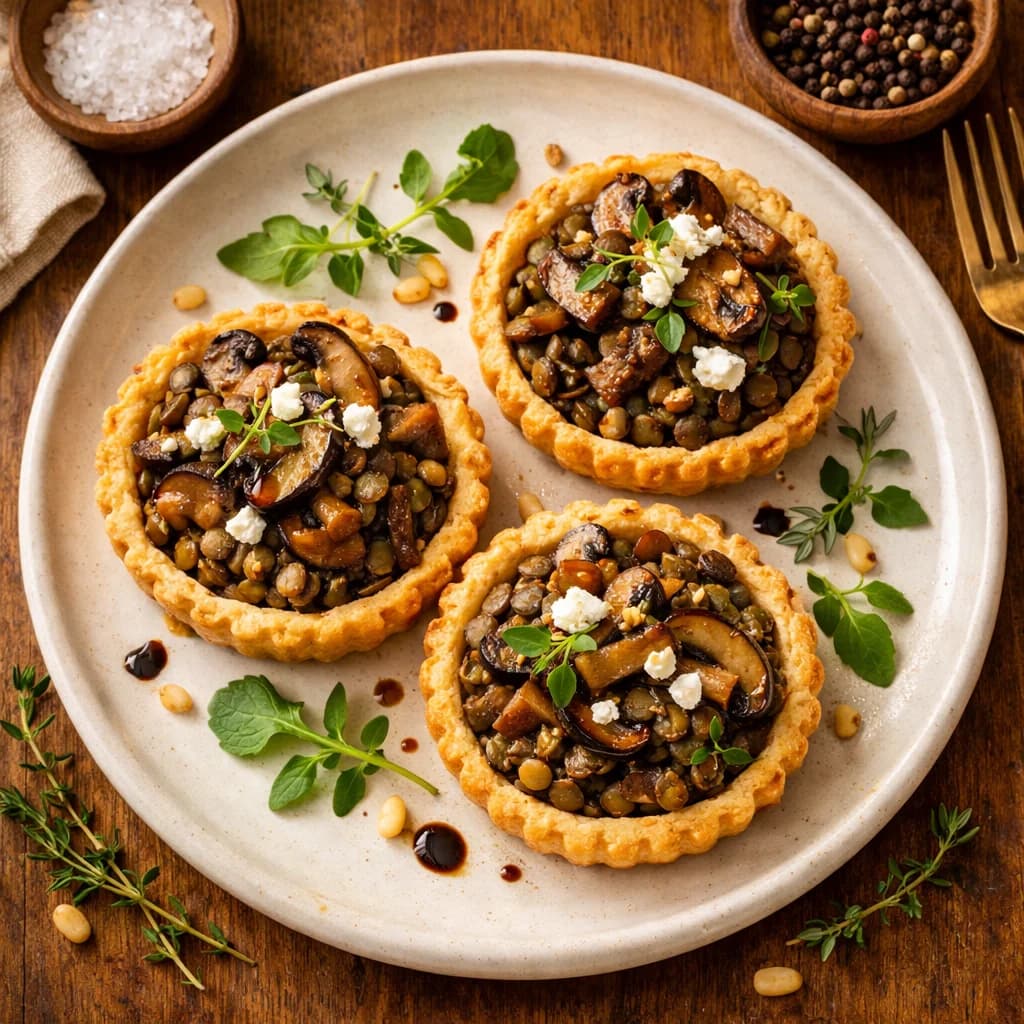 Herbed Lentil and Mushroom Savory Tartlets recipe