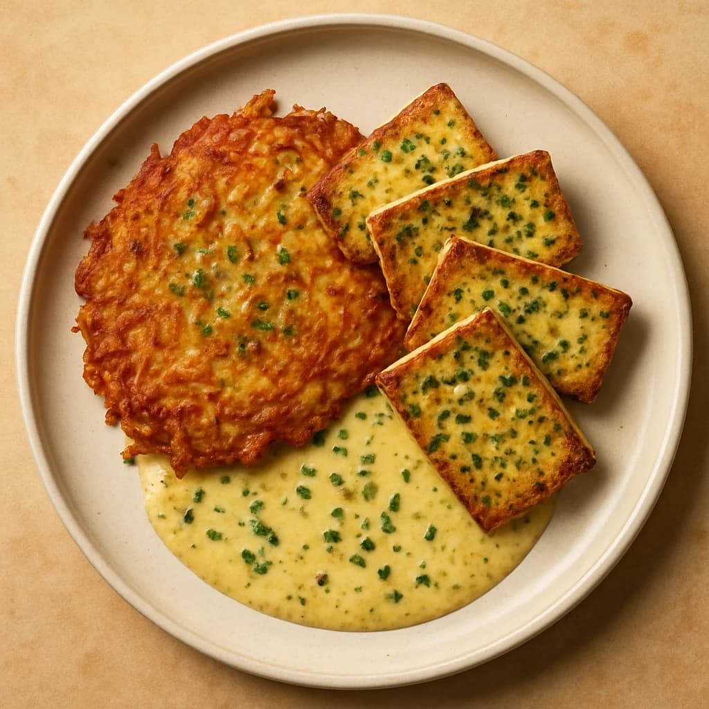 Herbed Tofu and Potato Rösti with Mustard Sauce recipe