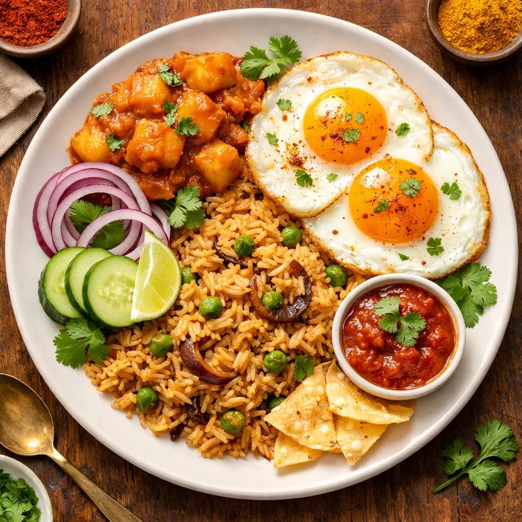 Kolkata Style Egg and Rice Breakfast Bowl recipe