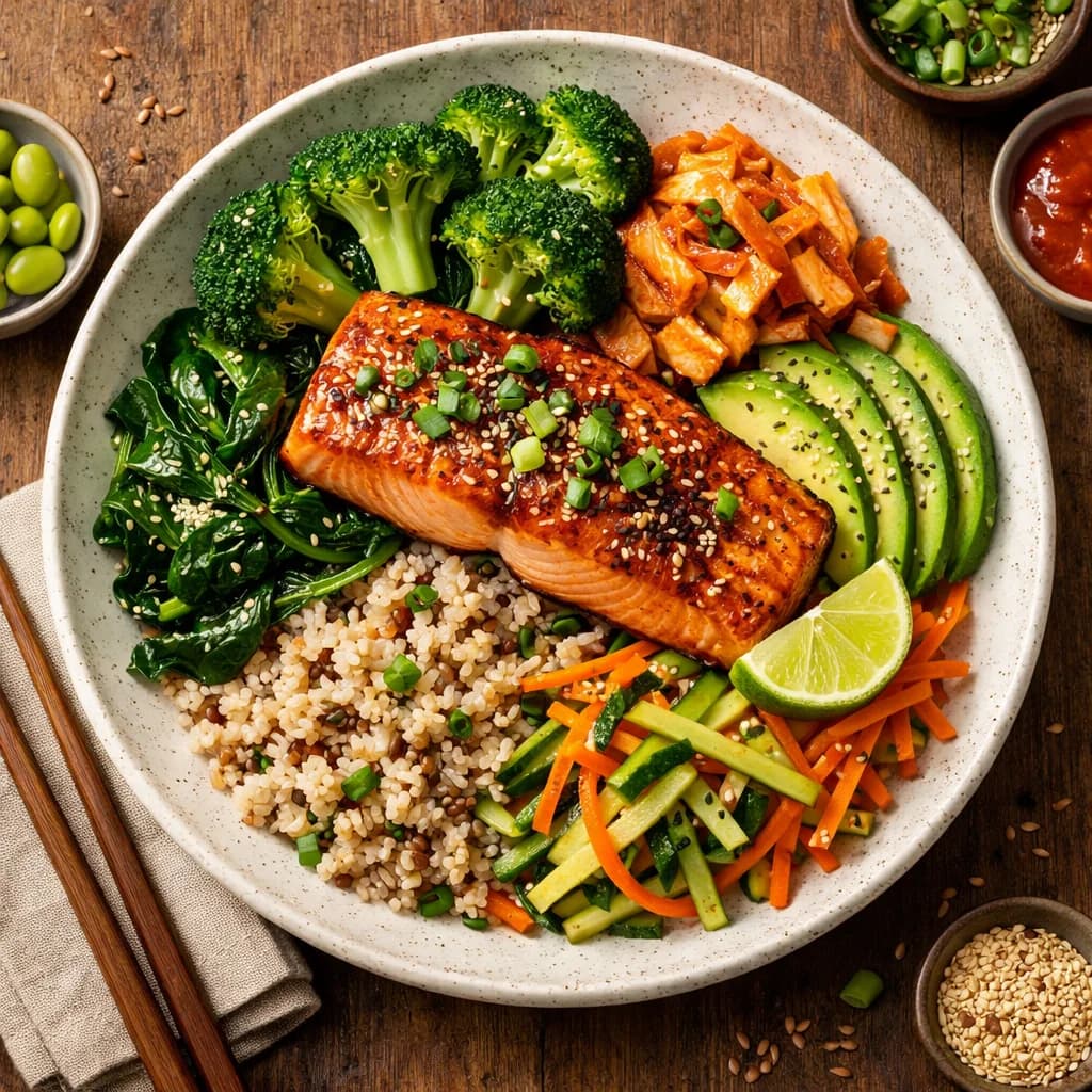 Korean Ginger Glazed Salmon Bowl recipe