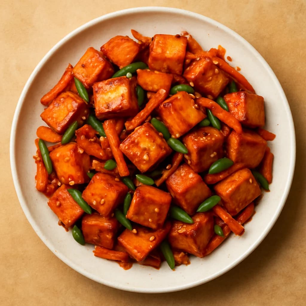 Korean Spiced Tofu and Sweet Potato Stir Fry recipe