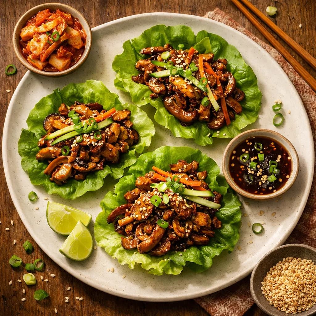 Korean Spicy Mushroom Bulgogi Wraps recipe