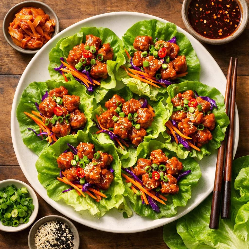 Korean Spicy Soy Chunk Lettuce Wraps recipe