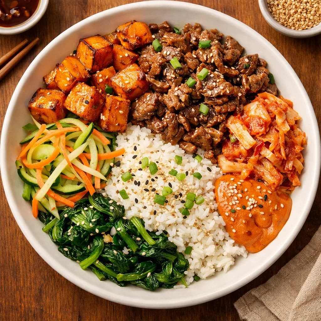 Korean Sweet Potato Bulgogi Bowl recipe