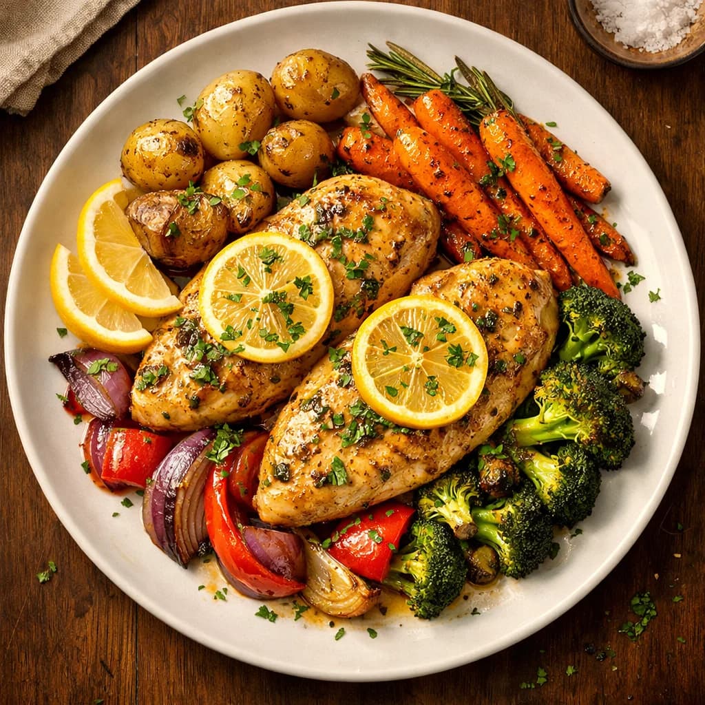 Lemon Herb Chicken with Roasted Vegetables recipe