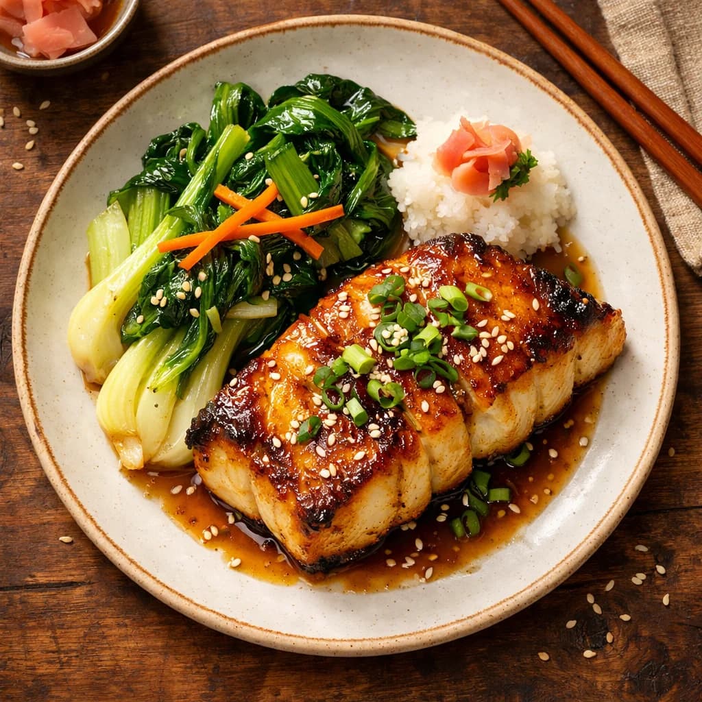 Miso-Glazed Cod with Sautéed Bok Choy recipe