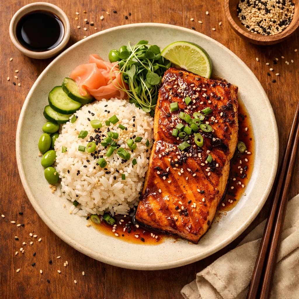 Miso-Glazed Salmon with Sesame Rice recipe