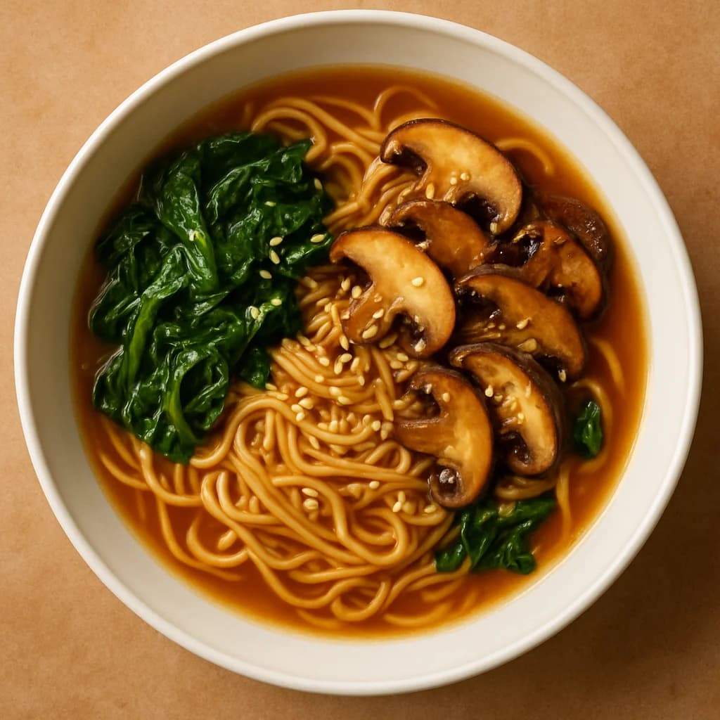 Miso Mushroom Ramen with Spinach and Sesame recipe
