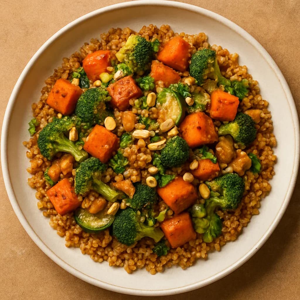 Nutty Quinoa Pilaf with Spiced Vegetables recipe