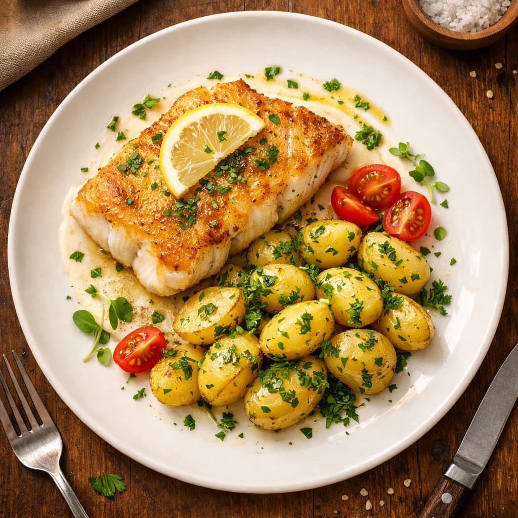 Pan-Seared Cod with Herb-Infused Potatoes recipe