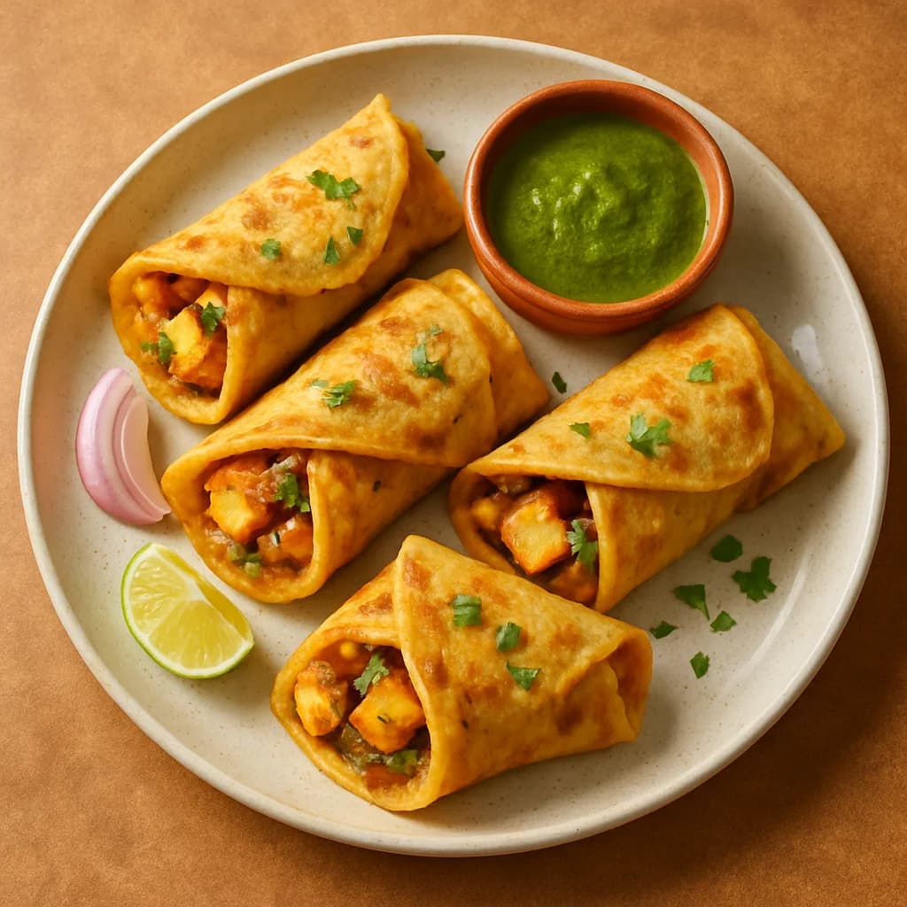 Paneer-Stuffed Besan Cheela Rolls recipe