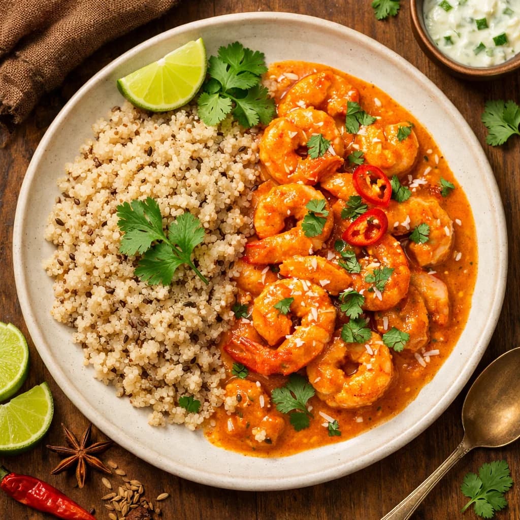 Prawn Coconut Masala with Jeera Quinoa recipe