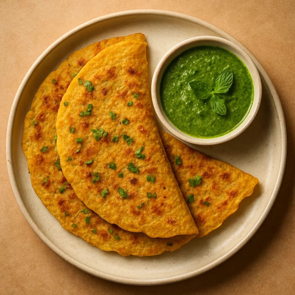 Protein-Packed Moong Dal Chilla with Mint Chutney recipe
