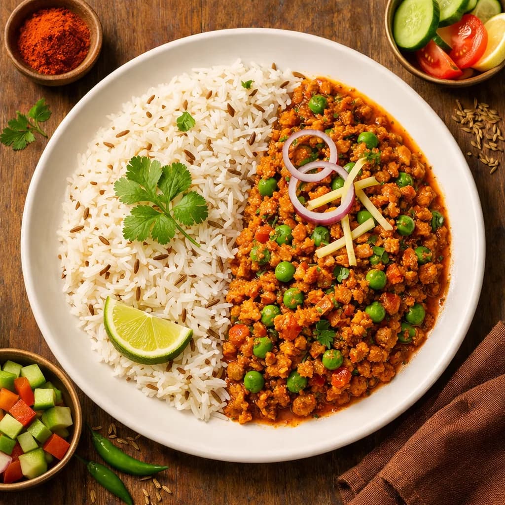 Protein-Packed Soya Keema with Jeera Rice recipe