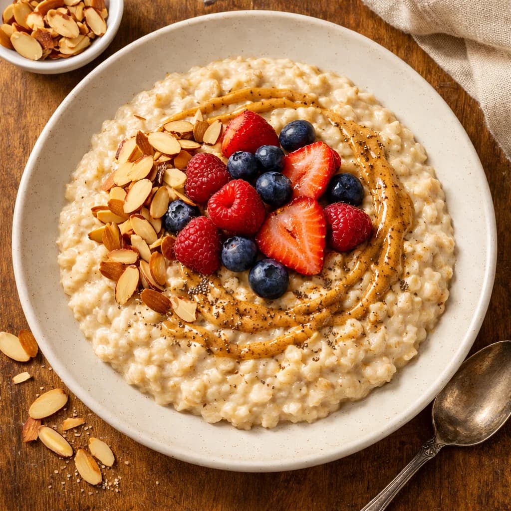 Protein Packed Vanilla Oats with Toasted Almonds recipe