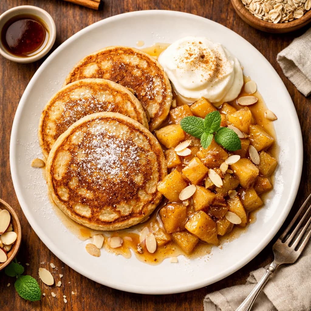 Protein-Rich Spelt Pancakes with Apple Compote recipe