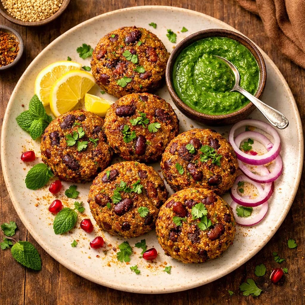 Quinoa Rajma Kebabs with Mint Chutney recipe