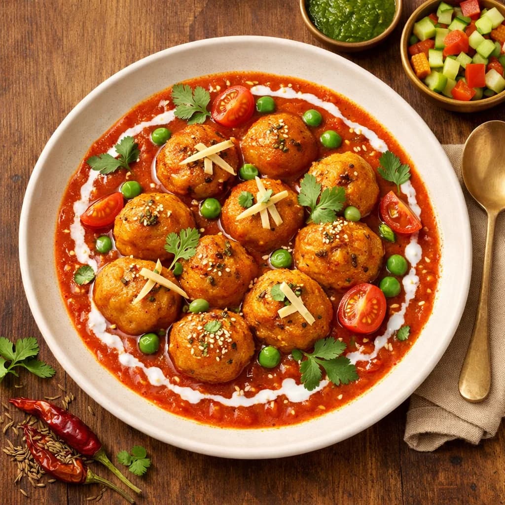 Rajasthani Chickpea Flour Dumplings in Tomato Gravy recipe