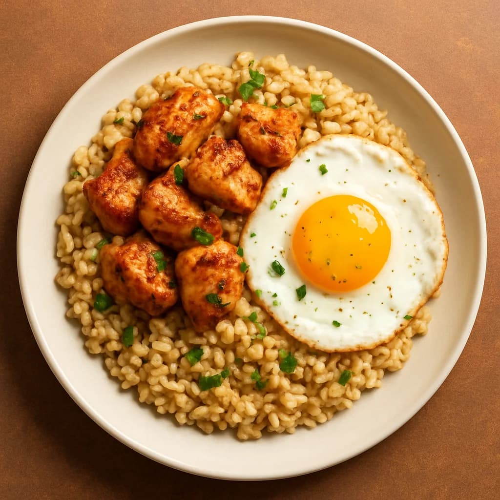 Savory Chicken and Oats Breakfast Bowl recipe