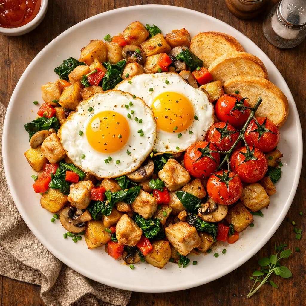 Savory Chicken and Vegetable Breakfast Hash recipe