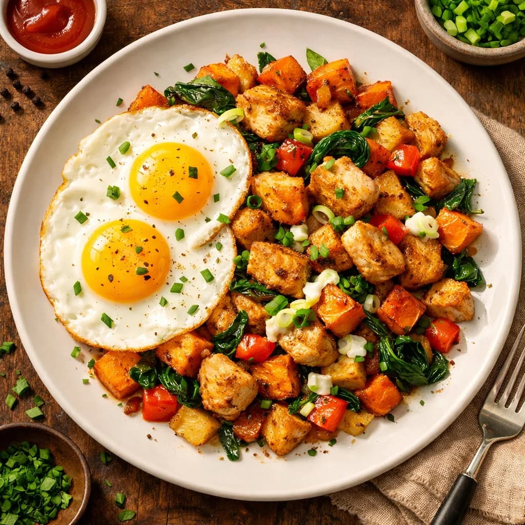 Savory Chicken and Sweet Potato Breakfast Hash recipe
