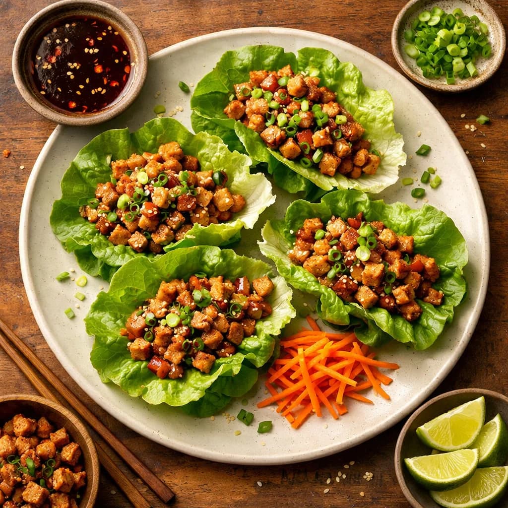 Savory Ginger Chicken Lettuce Wraps recipe