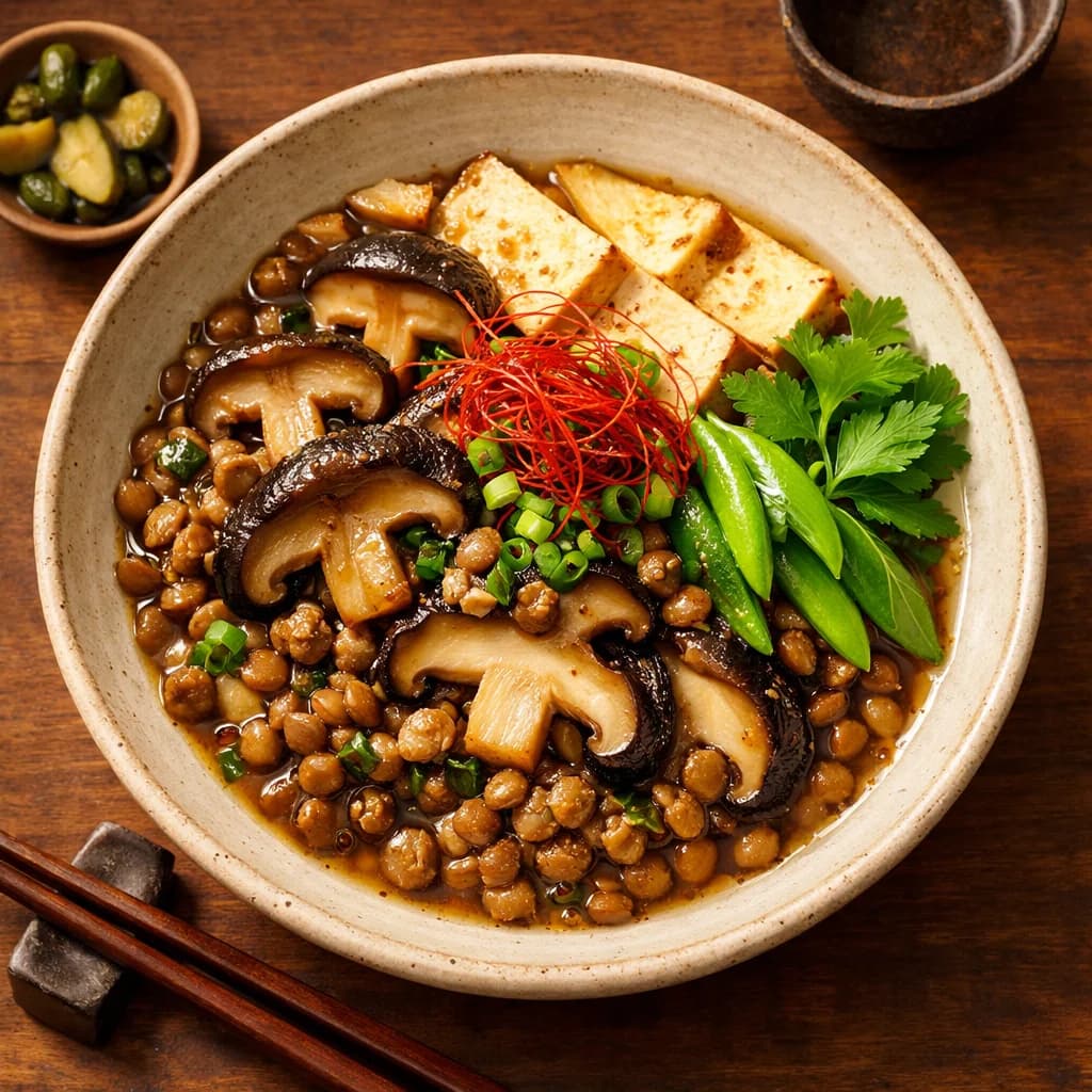 Savory Lentil and Shiitake Mushroom Hotpot recipe