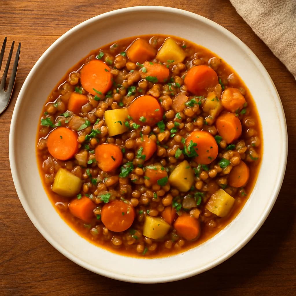 Savory Lentil and Vegetable Stovetop Stew recipe