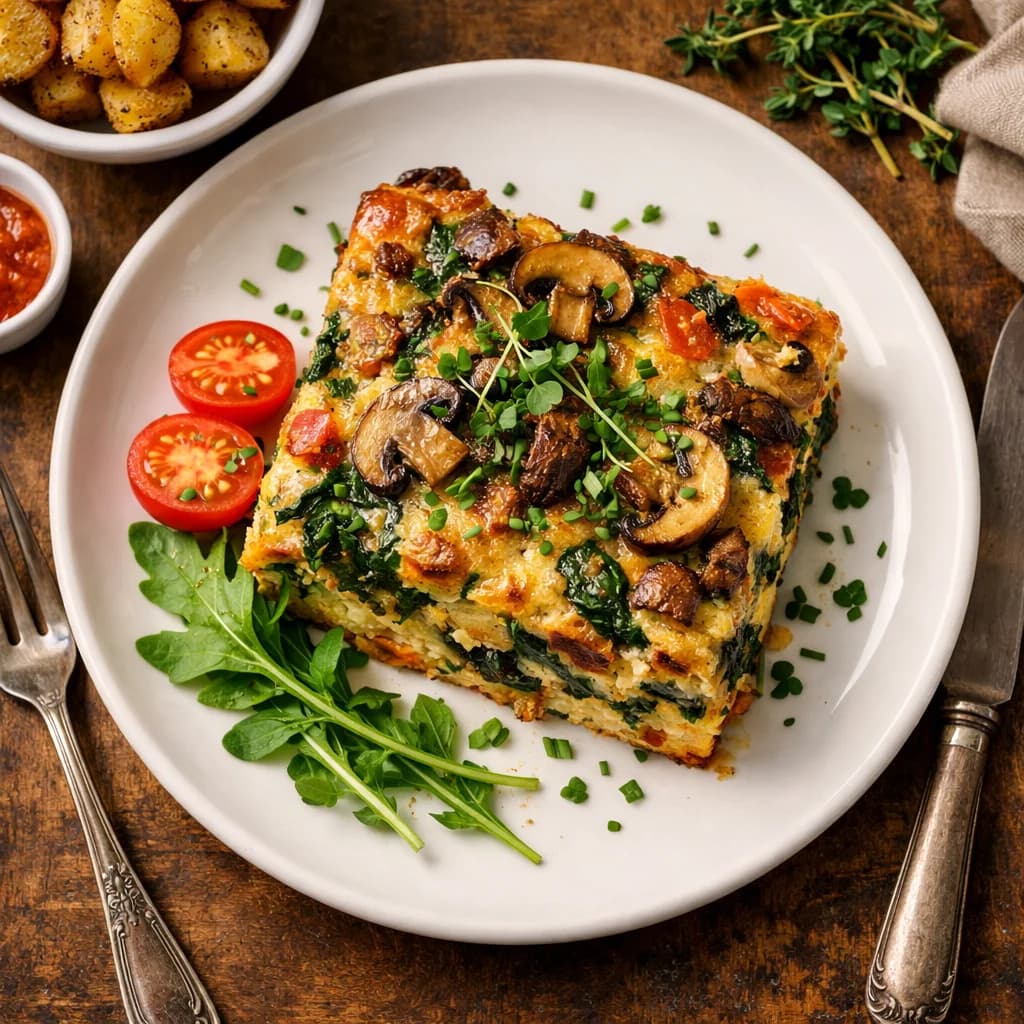 Savory Mushroom and Spinach Breakfast Bake recipe