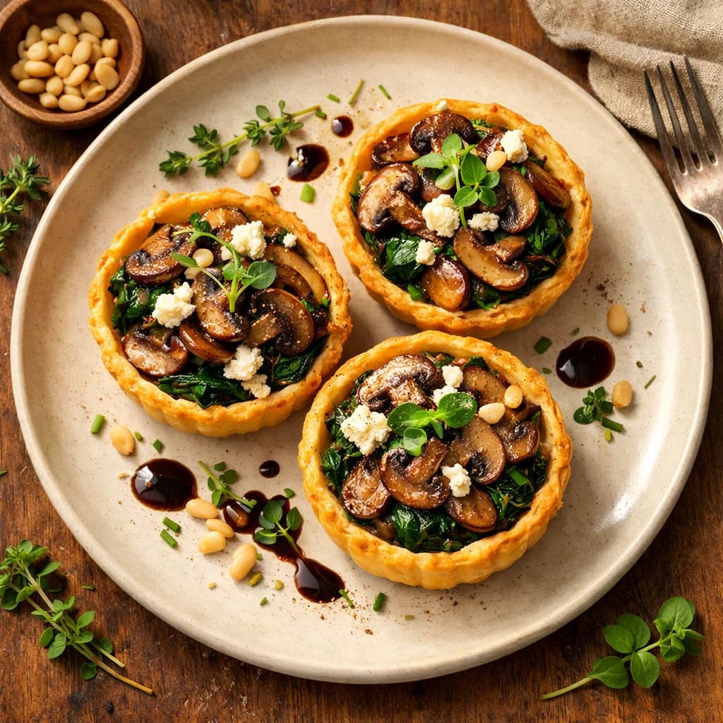 Savory Mushroom and Spinach Tartlets recipe