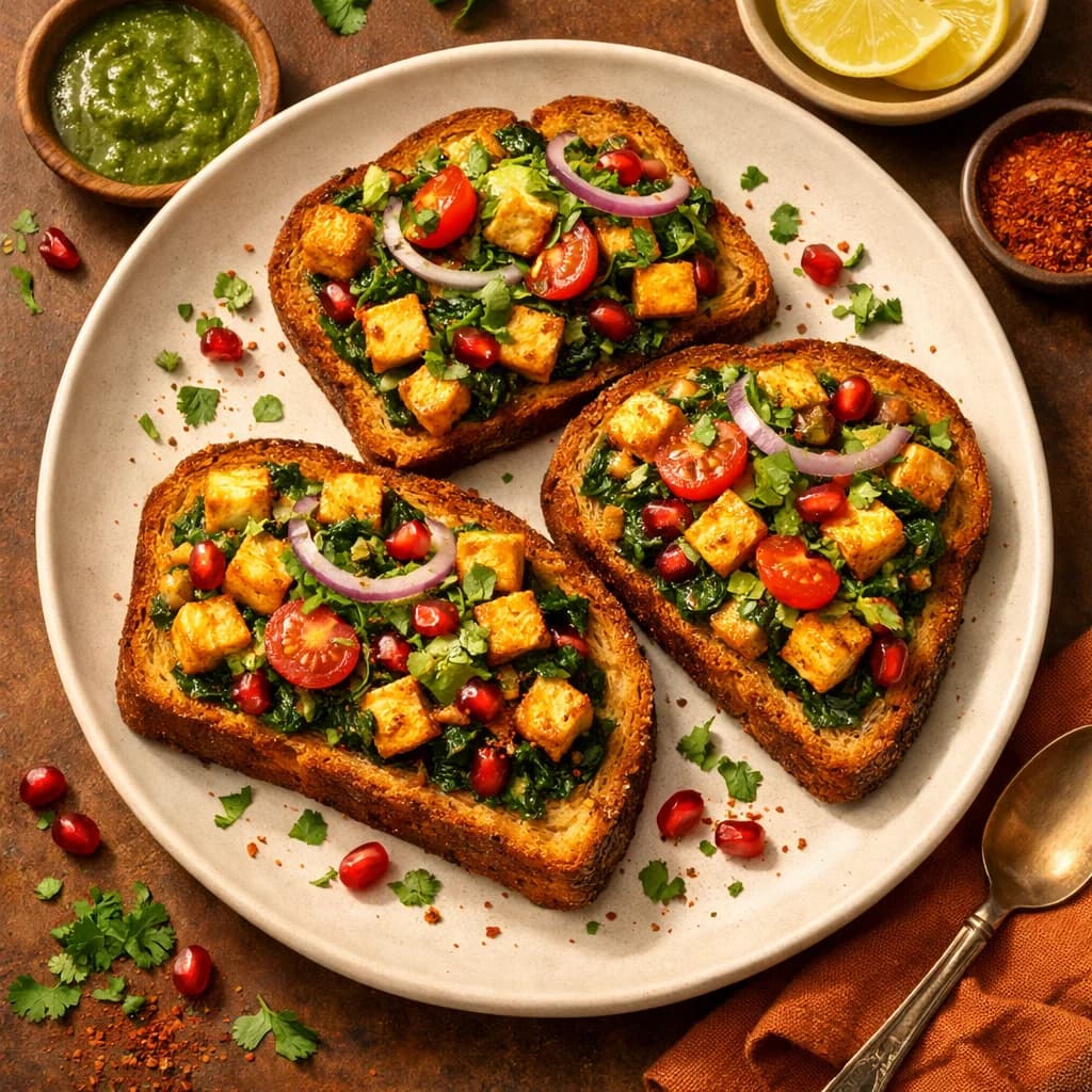 Savory Paneer and Spinach Air Fried Toast recipe