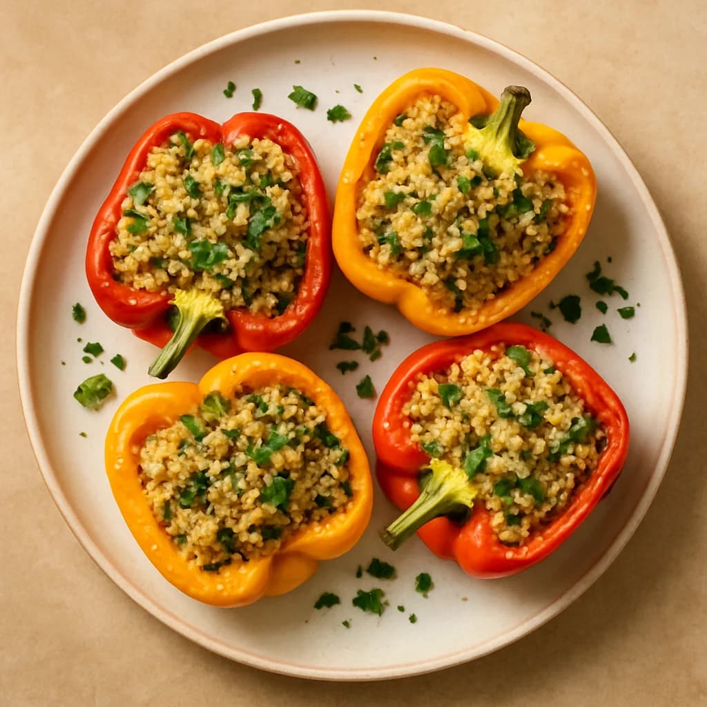 Savory Quinoa Herb Stuffed Bell Peppers recipe