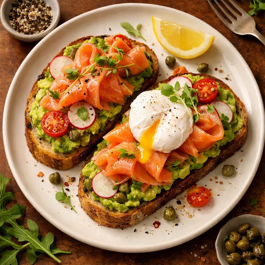 Savory Smoked Salmon and Avocado Toast recipe