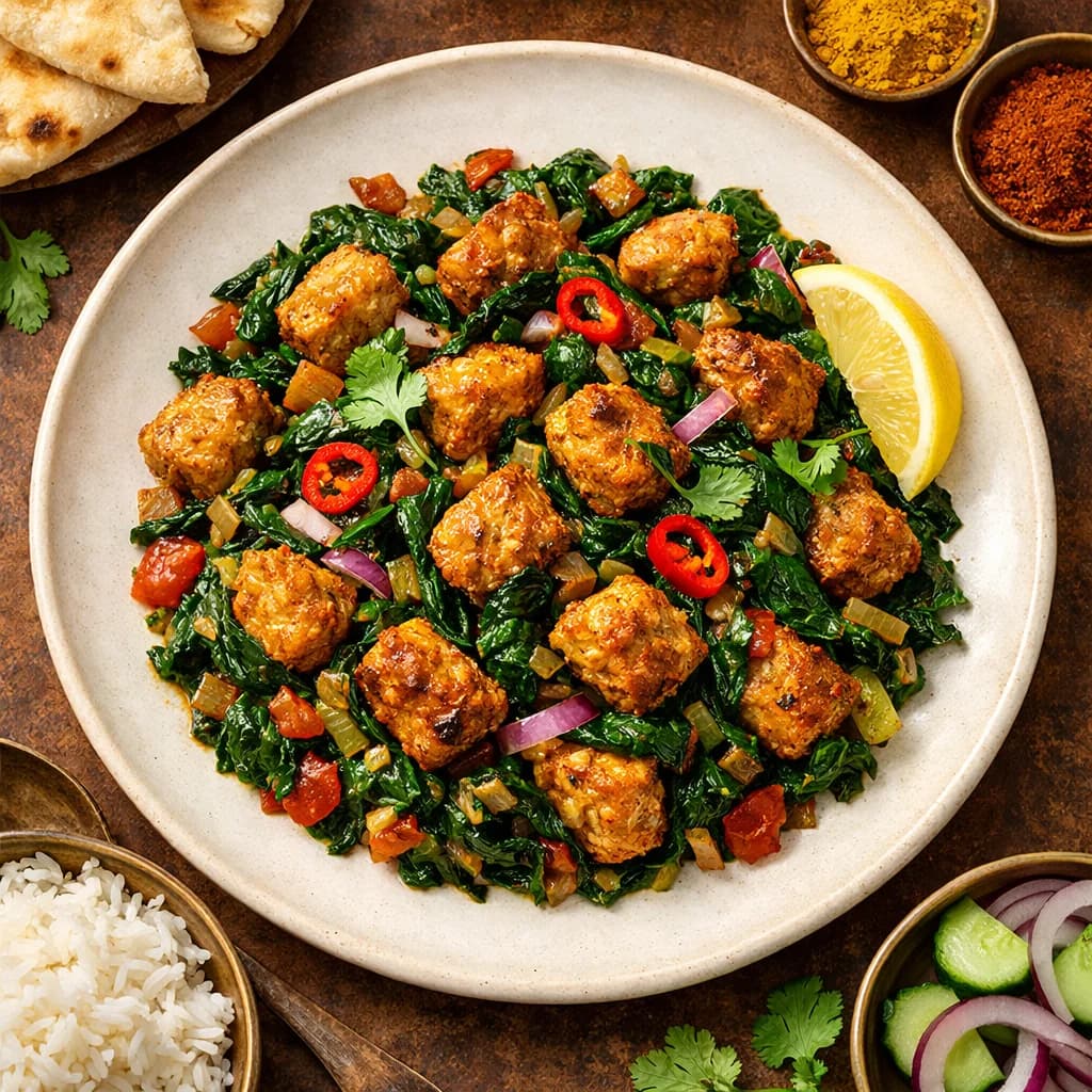 Savory Soy Chunk and Spinach Stir-Fry recipe