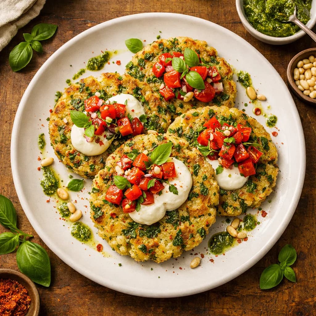 Savory Vegan Herb Rice Pancakes recipe