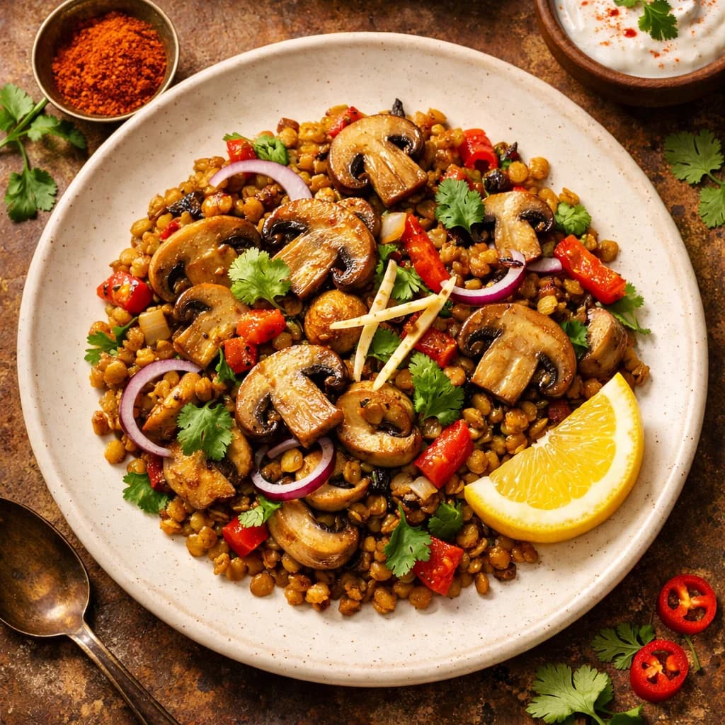 Sizzling Mushroom and Lentil Stir-Fry recipe