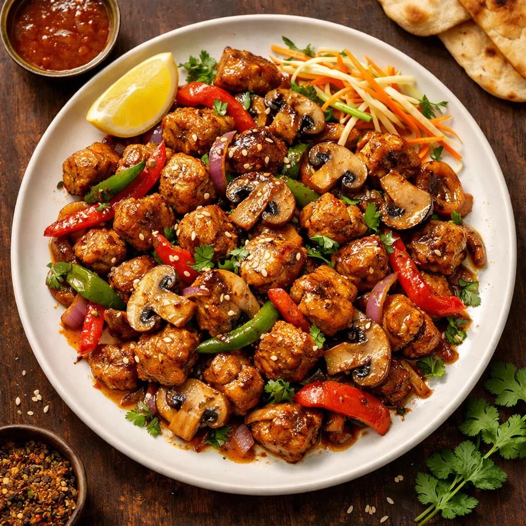 Sizzling Soy Chunk and Mushroom Stir-Fry recipe