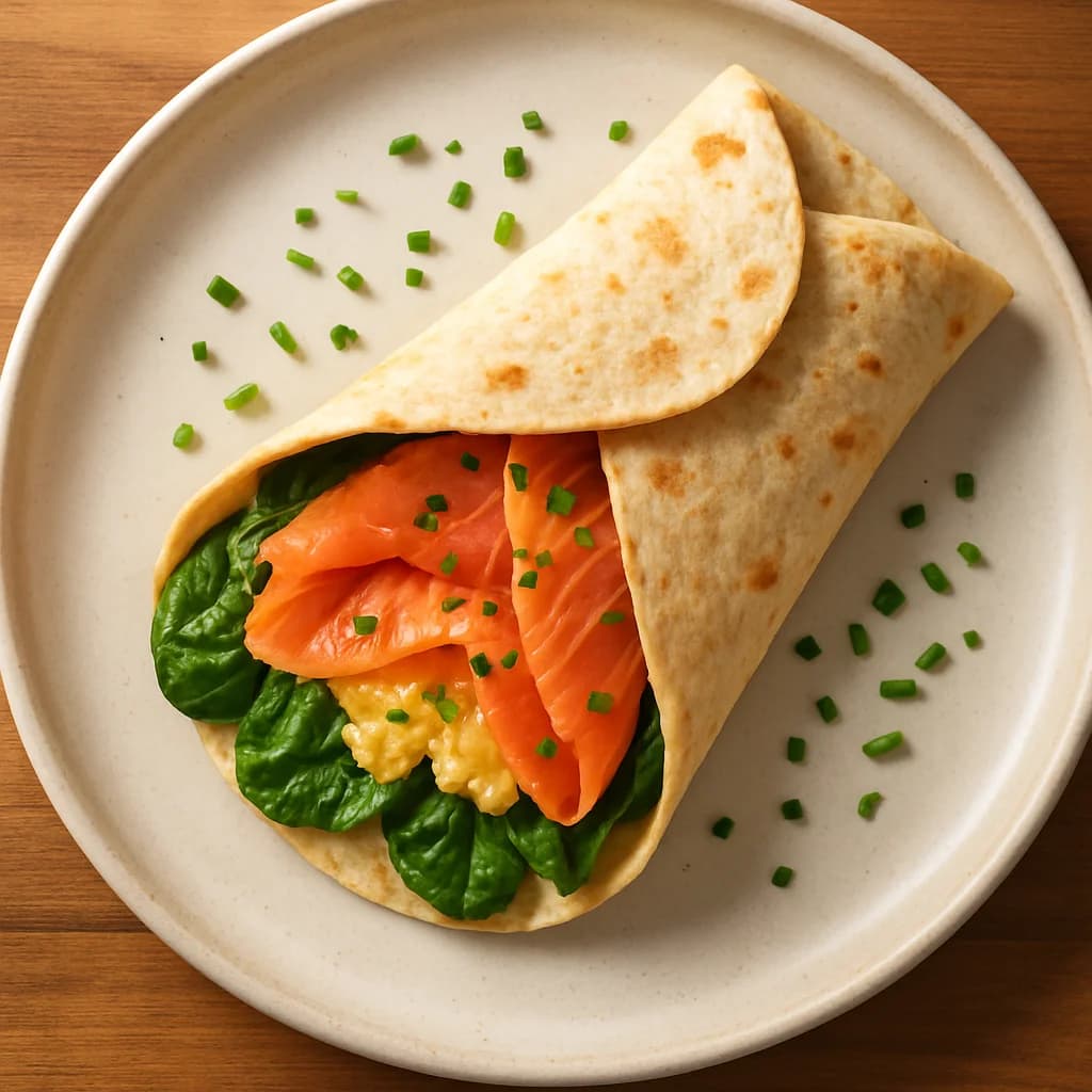 Smoked Salmon and Spinach Breakfast Wrap recipe