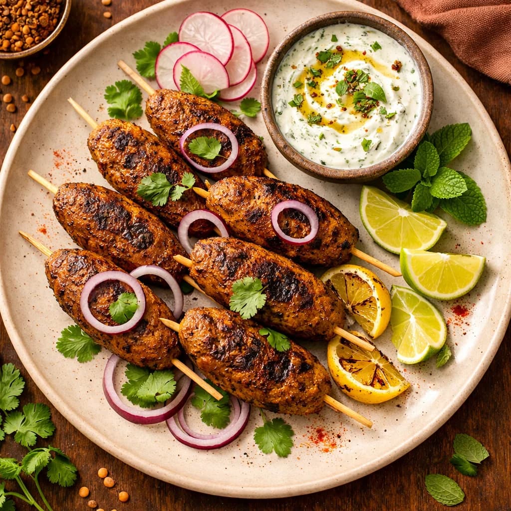 Smoky Masoor Dal Kebabs with Minted Yogurt Dip recipe