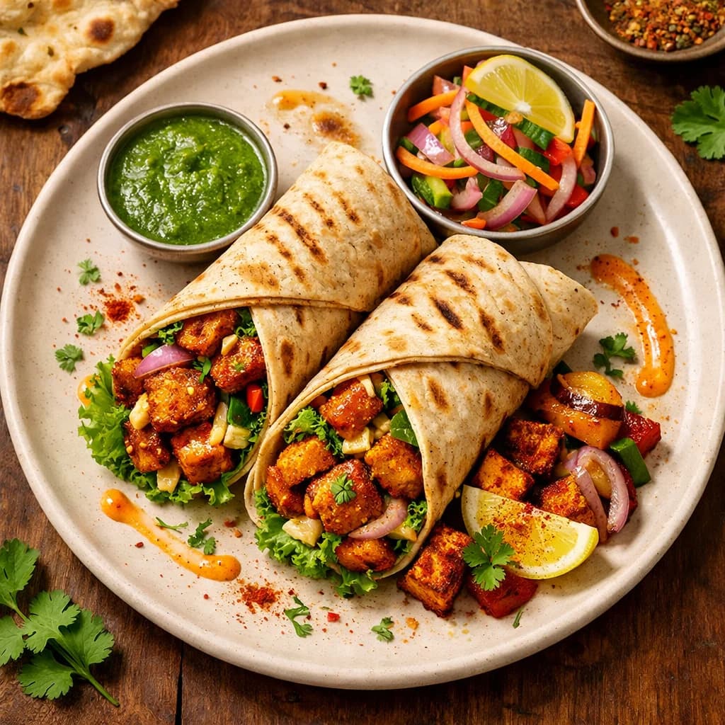 Smoky Tandoori Soy Chunk Wrap recipe