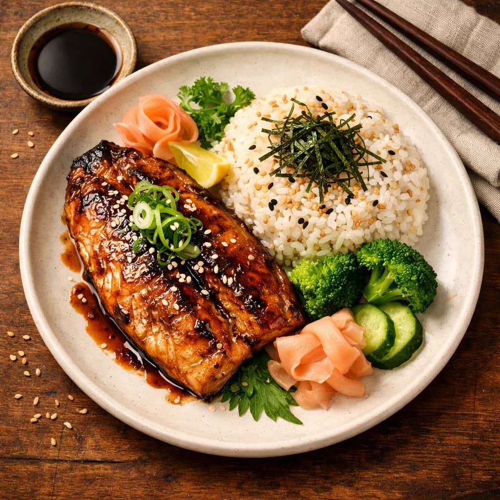 Soy Glazed Grilled Fish with Sesame Rice recipe