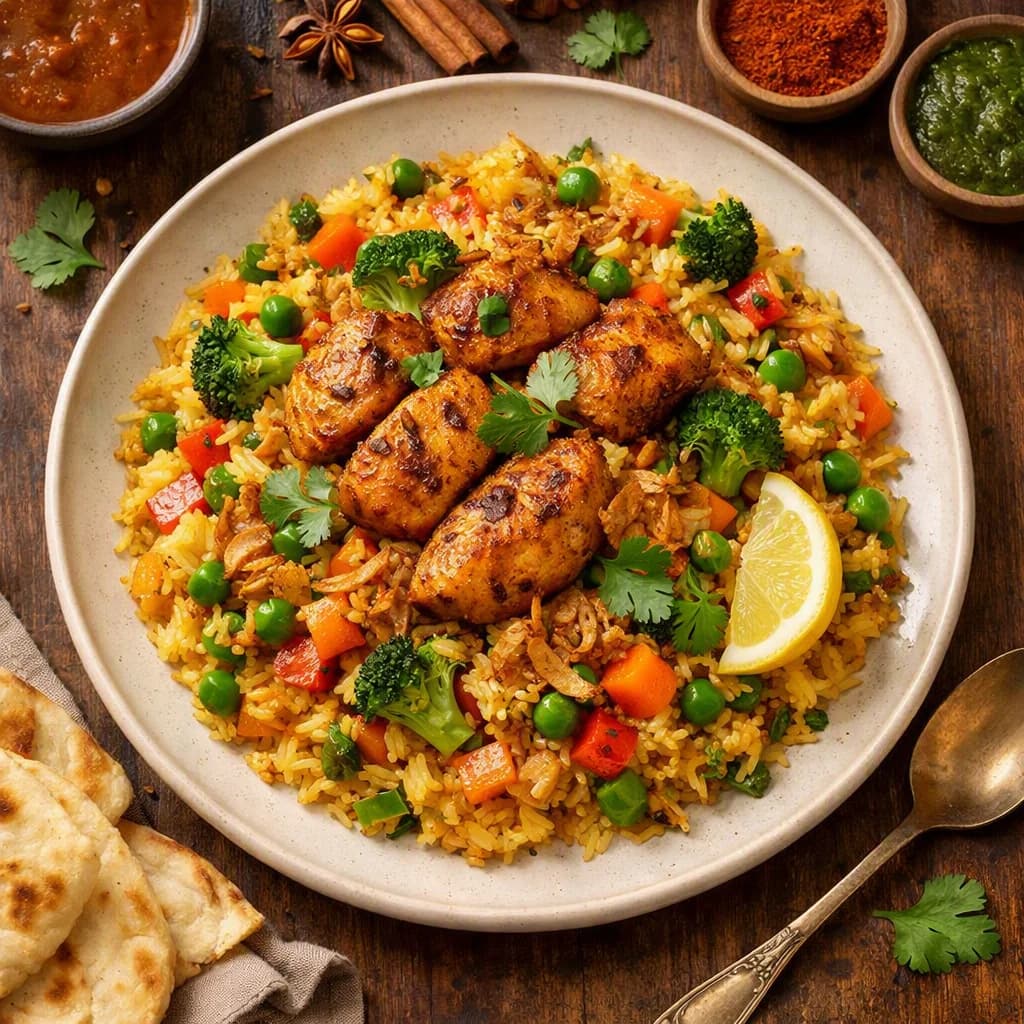 Spiced Chicken and Vegetable Rice Medley recipe