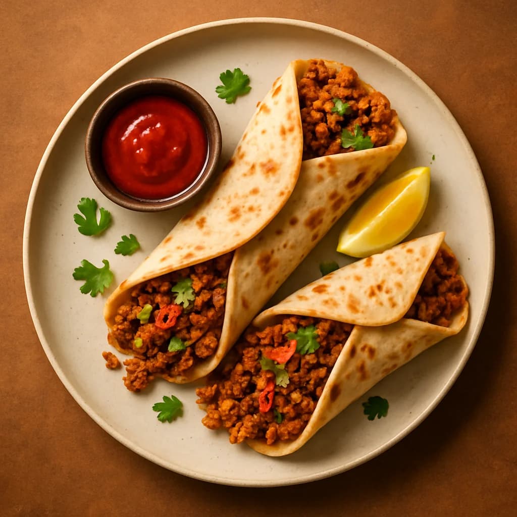 Spiced Chicken Keema Wraps recipe